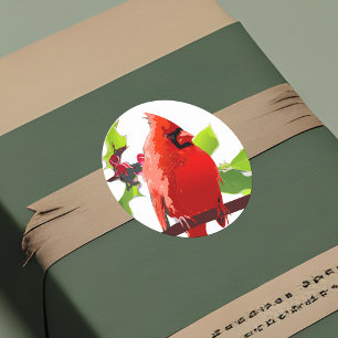 Adesivo Plump Red Winter Cardiney Bird Fluff Holly