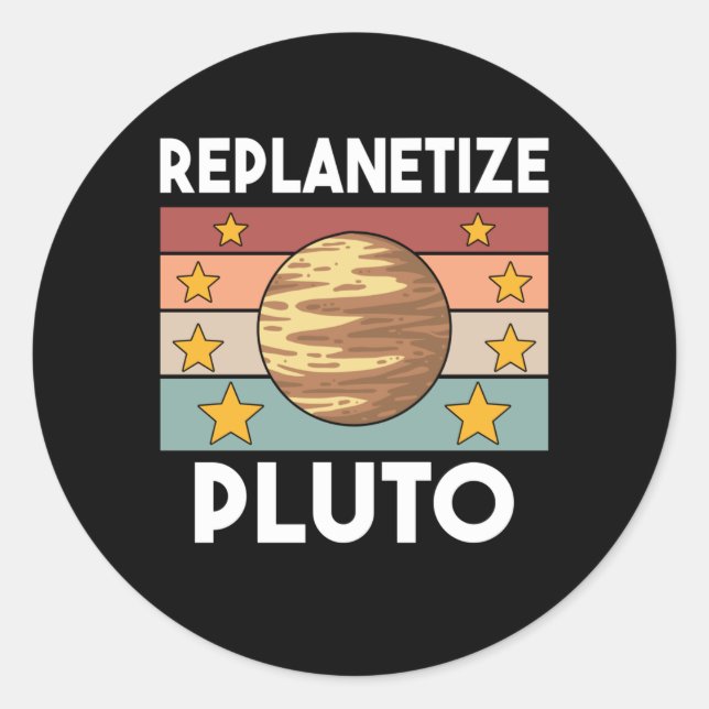 Adesivo Plutão de Espaço Solar do Sistema Plutão no Dia 9  (Frente)