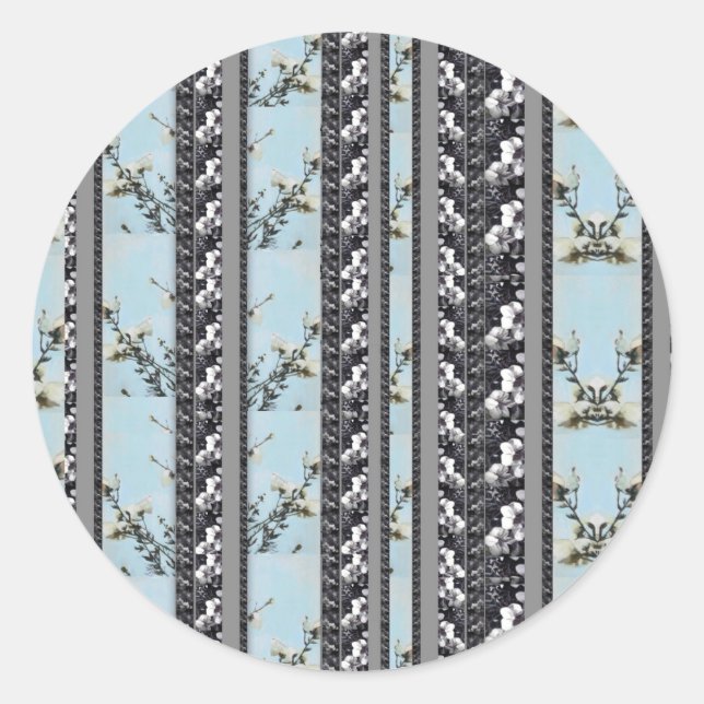 Adesivo Pó Blue Poppies stripes Stickers (Frente)