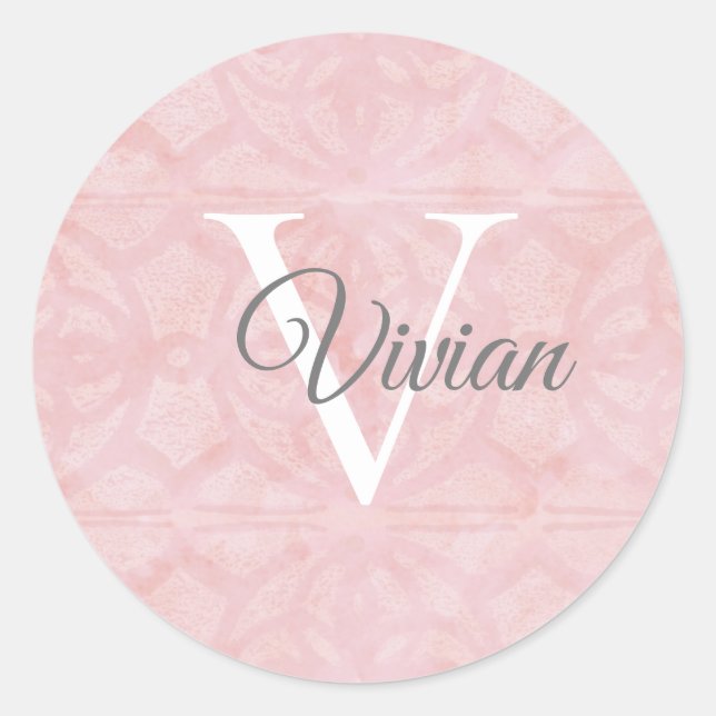 Adesivo Pó Rosa Com Nome Monograma Branco (Frente)