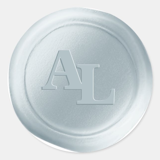 Adesivo Pó Vinhetas de Casamento de Monograma de Cera Azul (Frente)