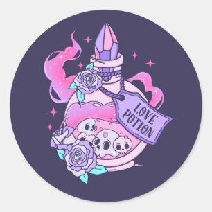 Adesivo Poção de Amor Frasco de Poção de Halloween Rosa-Ro