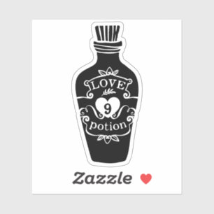 Adesivo Poção de amor nº 9 garrafa vintage gráfico preto