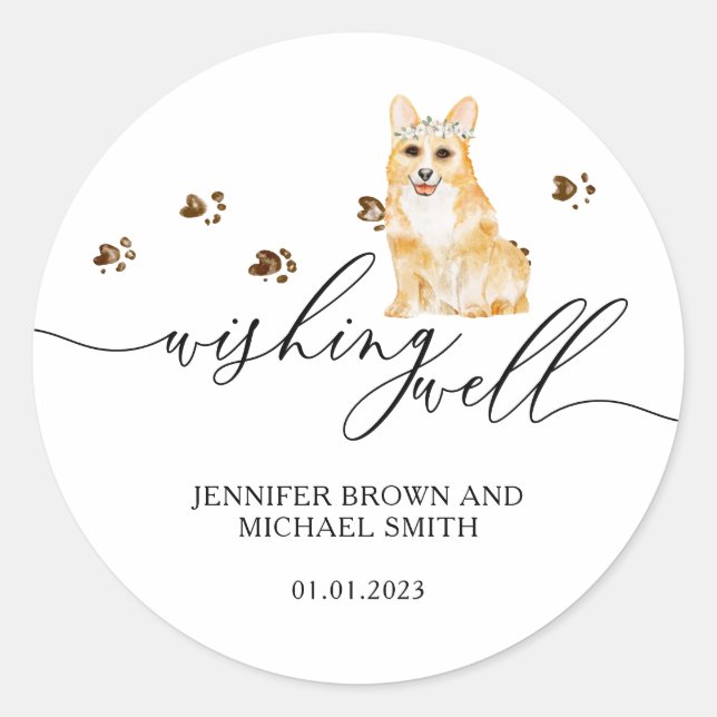 Adesivo Poço de Desejos cachorrinho Corgi (Frente)