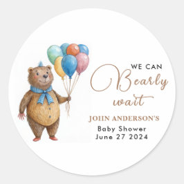 Adesivo Podemos Aguardar O Chá de fraldas Do Balão Do Urso