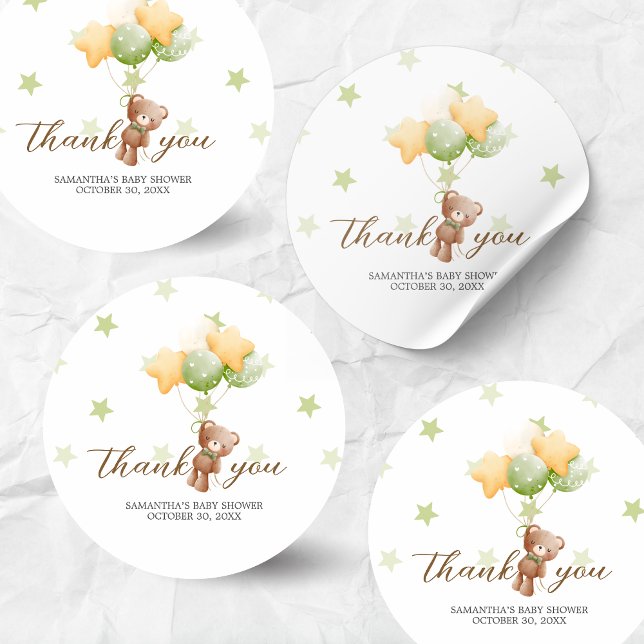 Adesivo Podemos Esperar Chá de fraldas De Balões (Bear Balloon Baby Shower Sticker)