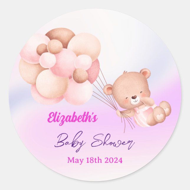 Adesivo Podemos Esperar Chá de fraldas De Garota Rosa Púrp (Frente)