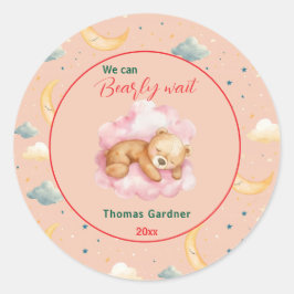 Adesivo Podemos Esperar, Garoto, Chá de fraldas De Urso Bo