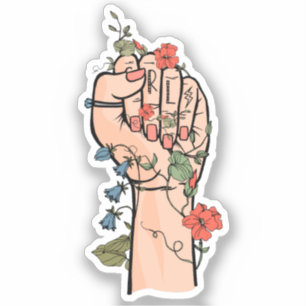 Adesivo poder GRL mão flor unhas vermelhas hera raio