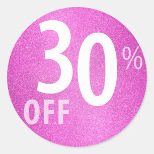 Adesivo Poderoso sinal de 30% OFF SALE  Brilho Rosa