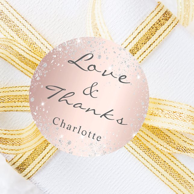 Adesivo Poeira brilhante de prata dourada rosa agradecimen (Criador carregado)