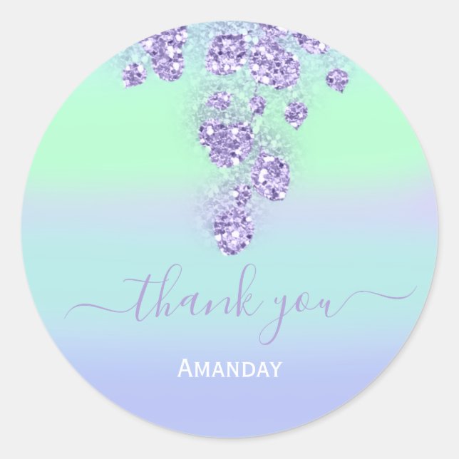 Adesivo Poeira Floral Azul Brilho Noiva Nome  Sweet 16th (Frente)