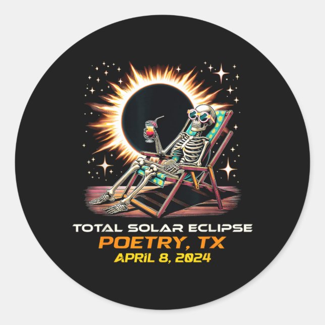 Adesivo Poesia do Eclipse Solar Total Esqueleto Texas (Frente)