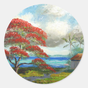 Adesivo Poinciana real & palmeiras