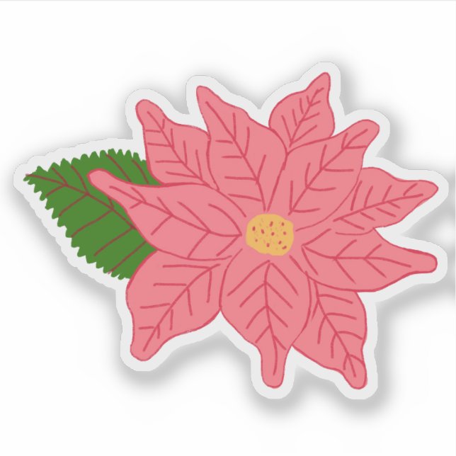 Adesivo Poinsétia de Natal rosa (Frente)
