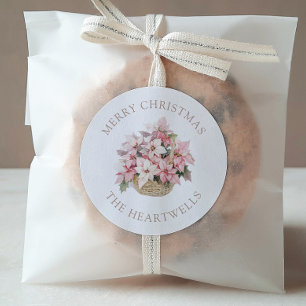 Adesivo Poinsétias Rosa Personalizadas Feliz Natal
