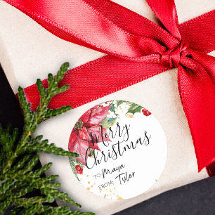 Adesivo Poinsettia de Natal em Aquarela PARA e DE