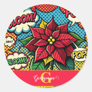 Adesivo Poinsettia de Pop de Arte de Cartões Retro Persona