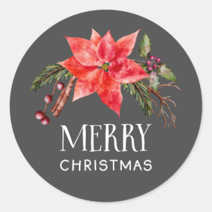 Adesivo Poinsettia Feliz Natal Botânico