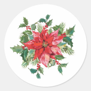Adesivo Poinsettia Floral Natal - Festa de Fim de Ano