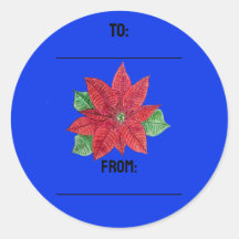 Poinsettia Gifting Stickers - Azul