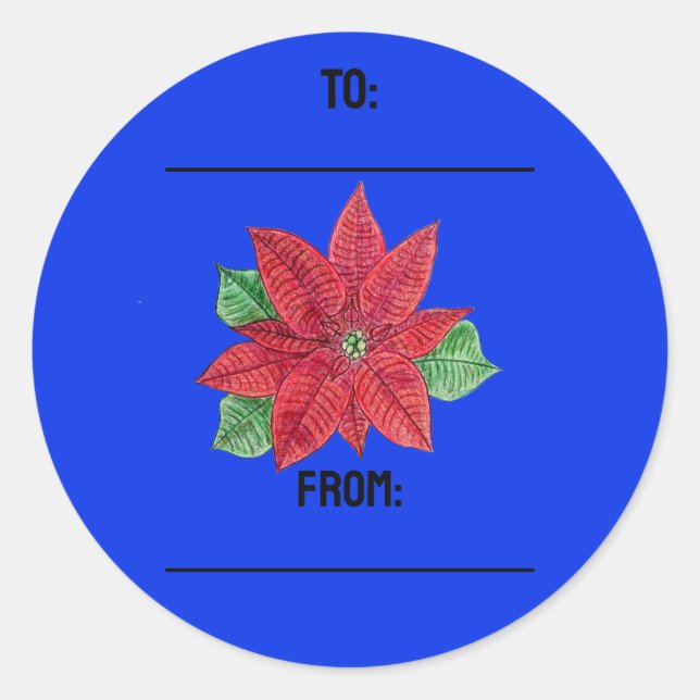 Adesivo Poinsettia Gifting Stickers - Azul (Frente)