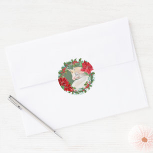 Adesivo Póinsettia Holly Holiday Wreath White Unicorn