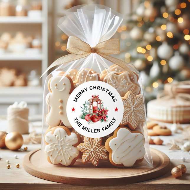 Adesivo Poinsettia Natal, Maçãs Vermelhas, Lanterna Dourad (Criador carregado)