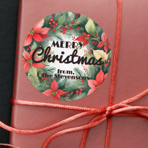 Adesivo Poinsettia Red Berries e Holly Saem do Natal