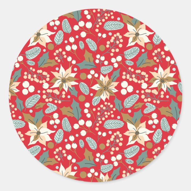 Adesivo Poinsettia vermelha de inverno (Frente)