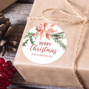 Adesivo Poinsettia Watercolor Botânica de Natal