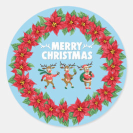 Adesivo Poinsettia Wreath Dancing Reindeer Feliz Natal