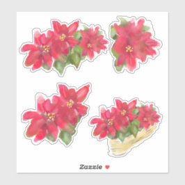 Adesivo Poinsettias Christmas Holiday Floral Sticker Sheet