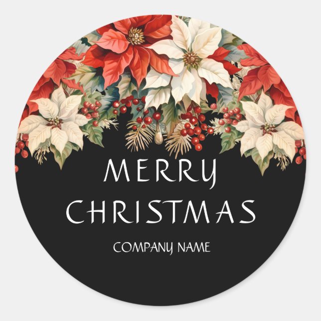 Adesivo Poinsettias Feliz Natal (Frente)