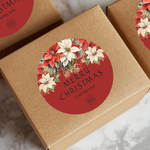 Adesivo Poinsettias Feliz Natal Logotipo Corporativo
