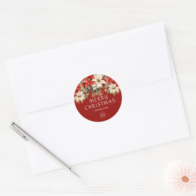 Adesivo Poinsettias Merry Christmas Corporate Logo  (Envelope)