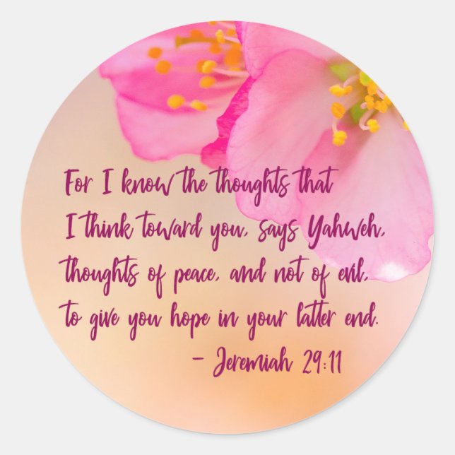 Adesivo Pois Eu Sei Os Pensamentos De Christian Floral (Frente)