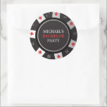 Adesivo Poker Night Bachelor Party Las Vegas Casino<br><div class="desc">Entra no mundo emocionante da diversão de alto risco com nossos adesivos Poker Chip Round, o favor perfeito do partido de solteiro inspirado pelo brilho e glamour de Las Vegas e o entusiasmo do pôquer. Cada adesivo redondo é projetado para se assemelhar a um autêntico chip de pôquer, adicionando um...</div>