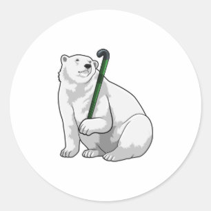 Adesivo Polar bear at Hockey with Hockey stick