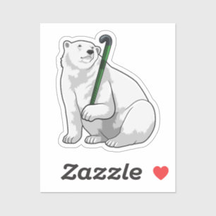 Adesivo Polar bear at Hockey with Hockey stick