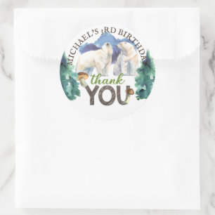 Adesivo Polar Bear Birthday Personalizado Obrigado