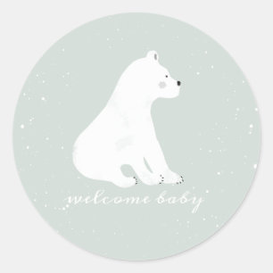 Adesivo Polar Bear Cub Inverno Neve Chá de fraldas Azul