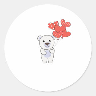 Adesivo Polar Bear Cute Animais Com Balões De Coração P