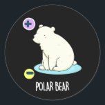 Adesivo Polar Bear Funny Science Pun Dark BG<br><div class="desc">Polar Bear Funny Science Pun apresenta um urso polar fofo com polos elétricos. Um presente engraçado para a família e amigos que amam ursos polares e trocadilhos.</div>