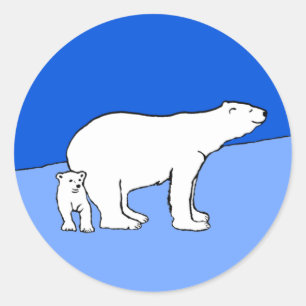 Adesivo Polar Bear Mãe e Pintura em Cubo - Arte Selvagem