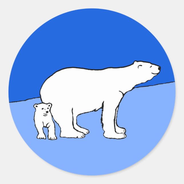 Adesivo Polar Bear Mãe e Pintura em Cubo - Arte Selvagem (Frente)