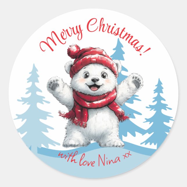 Adesivo Polar Bear Red Natal (Frente)