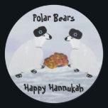 Adesivo Polar Bears Hannukah Nights Stickers<br><div class="desc">Ilustração gráfica de Ursos Polares no Ártico celebrando Hannukah.</div>