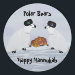 Adesivo Polar Bears Hannukah Nights Stickers<br><div class="desc">Ilustração gráfica de Ursos Polares no Ártico celebrando Hannukah.</div>