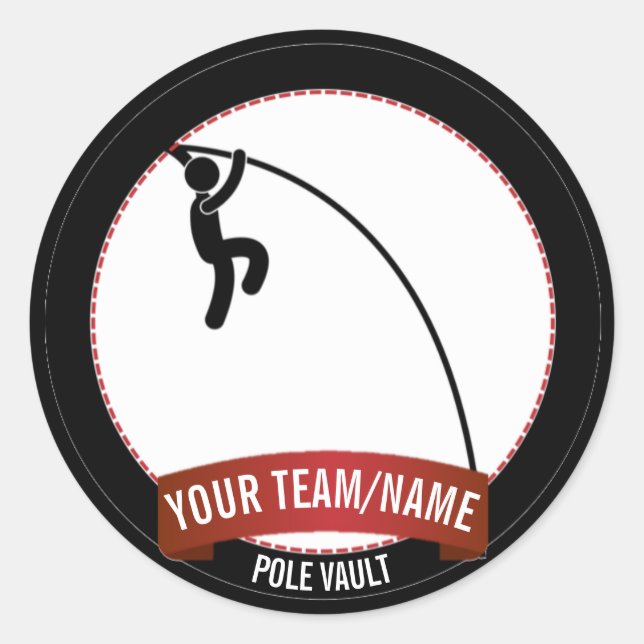 Adesivo Pole Vault preto branco e vermelho Personalizado (Frente)